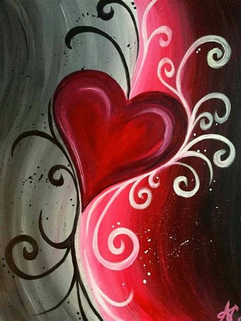 Simple acrylic paintings, Easy canvas painting, Heart painting