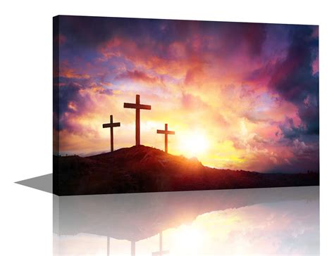 Buy Artwork for Walls Canvas silhouette Wall Art Jesus Christ Crucifixion on Cross Pictures ...