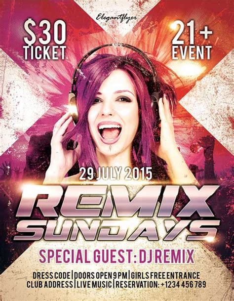 Free Remix Sundays PSD Flyer Template | FreePSDFlyer