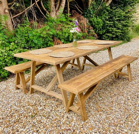 Harlow Handcrafted Reclaimed Wooden Garden Dining table | Wooden garden table, Rustic wooden ...