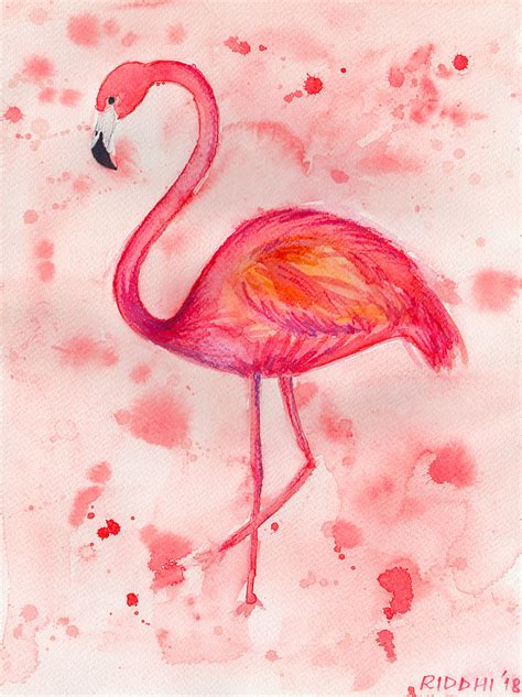 Pink Flamingo Painting by Riddhi Malhotra - Fine Art America