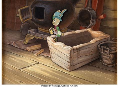 Pinocchio Jiminy Cricket Production Cel and Master Background (Walt ...