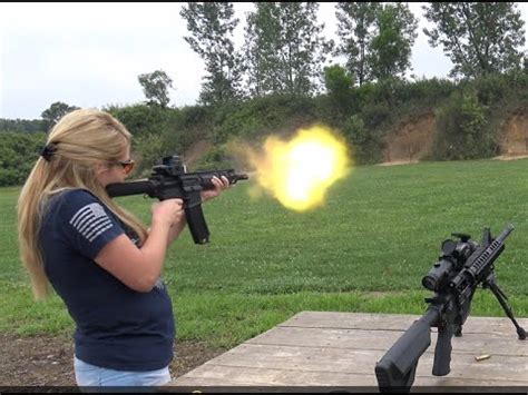 girl shoots AR15 pistol - YouTube