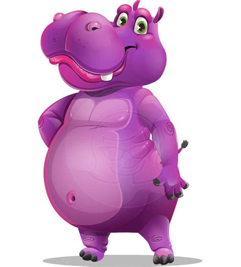 Purple Hippo Cartoon Character Set | GraphicMama | Hippopotamus images, Cartoon characters, Hippo