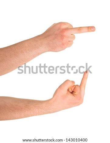 Offensive Abusive Middle Finger Sign Caucasian Hand Gesture Isolated Over White Background, Set ...