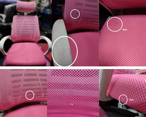 (Sale) Ofix Deluxe-43 High Back Mesh Office Chair (White+Pink) (Torn/Scratches/Stains)