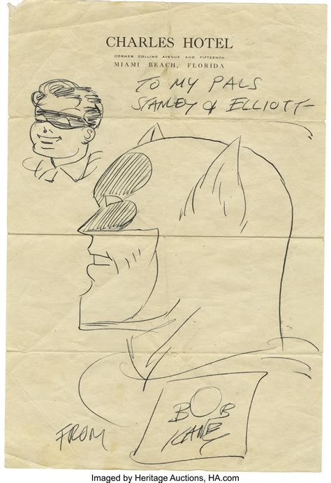 Bob Kane Batman and Robin Sketch, Inscription, and Signature. One | Lot #56268 | Heritage Auctions