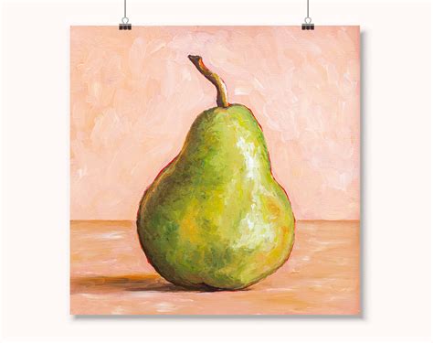 Still Life Pear Print 8x8 Original Oil Painting | Etsy