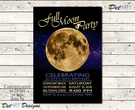 Full Moon Party Invitation or Save the Date, Beach Party, Bonfire Bash ...