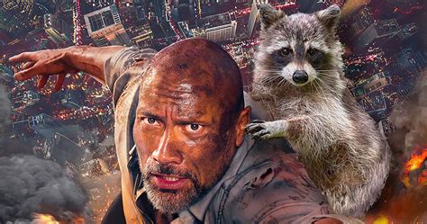 The Rock Posts Hilarious Skyscraper-MPR Raccoon Mashup Poster