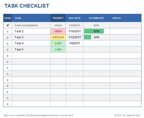 Free Task List Templates for Excel