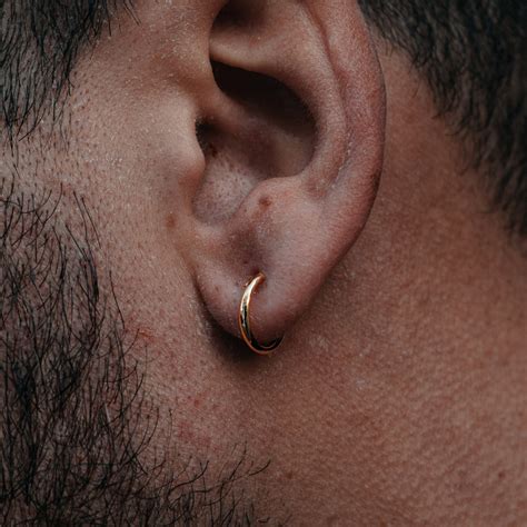 Thin 18K Gold Hoop Earrings | Mens Earrings - Twistedpendant