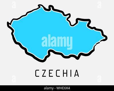 Czechia map outline - smooth country shape map vector. Czech Republic silhouette Stock Vector ...