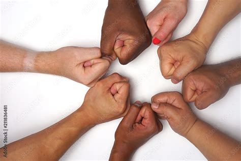 diversity hands in unity. people of color . Racial Harmony Stock Photo ...