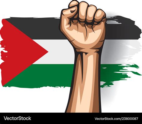 Palestine flag and hand on white background Vector Image