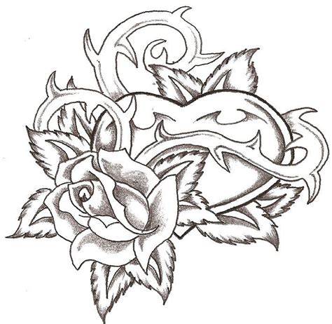 Heart and Rose Tattoo Design