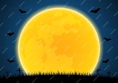 Premium Vector | Halloween graveyard bat moon