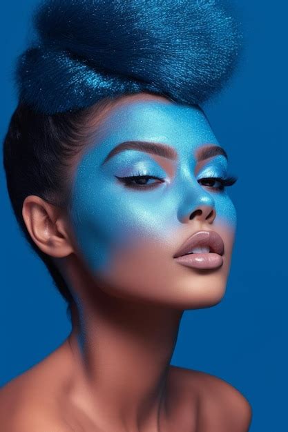 Premium AI Image | A woman with a blue eye makeup
