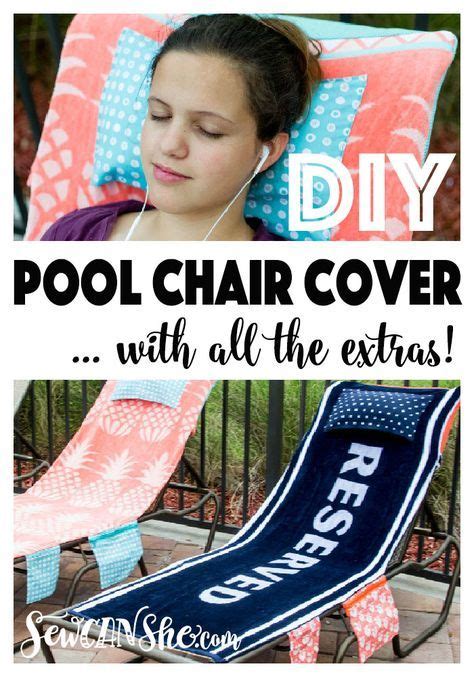 Pool Chair Cover with Extras - Can convert into a bag! Beginner Sewing Projects Easy, Sewing For ...