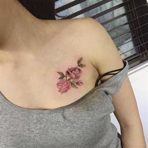 Small-Female-Chest-Tattoos-Rose-Tattoo-On-The-Chest-Tattoo-Artist | Small rose tattoo, Chest ...