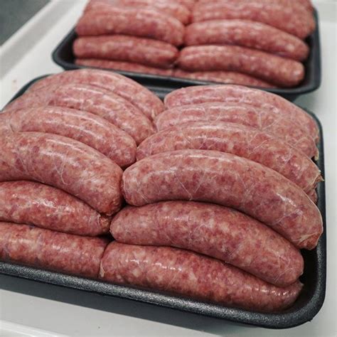 Old English premium pork sausage. Hand made today and filled into natural hog casings. The ...