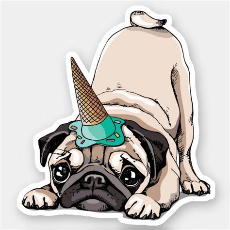 Puppy Pugs | Aspiring Unicorn Pattern Sticker | Zazzle.com | Cute stickers, Pug cartoon, Unicorn ...