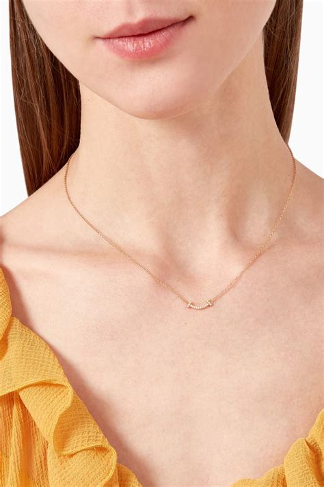 Shop Tiffany & Co. Rose Gold Tiffany T Mini Diamond Smile Pendant in 18kt Rose Gold for Women ...