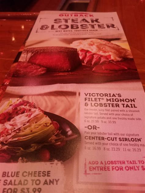 Menu at Outback Steakhouse, Reno, S Virginia St