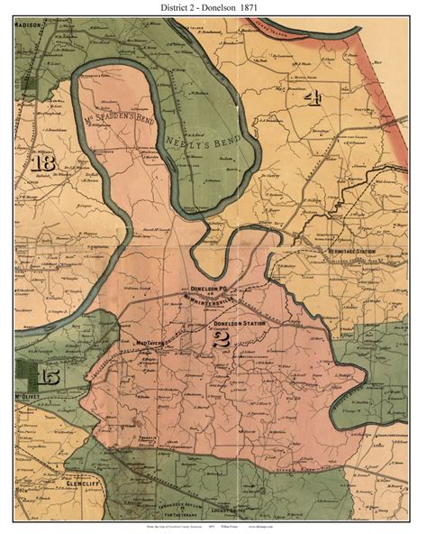 District 2 - Donelson, Tennessee 1871 Old Town Map Custom Print ...