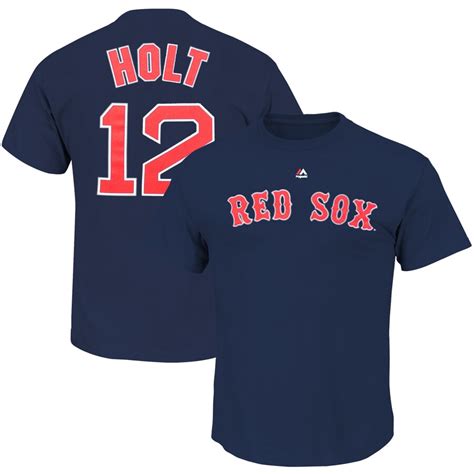 Majestic Brock Holt Boston Red Sox Navy Official Name & Number T-Shirt