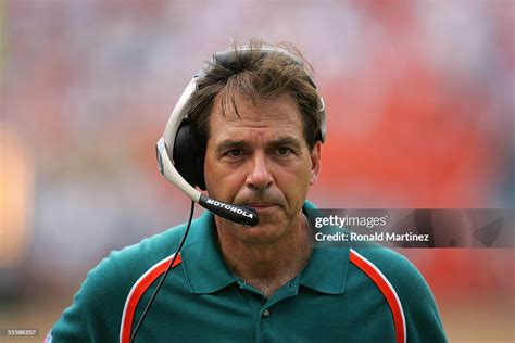 Head coach Nick Saban of the Miami Dolphins looks on against the ...