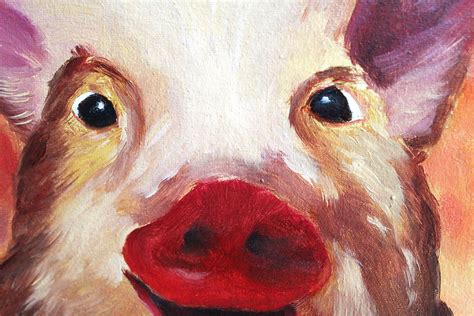 Pig Painting Piglet Artwork Original Art Farm Animal Oil | Etsy