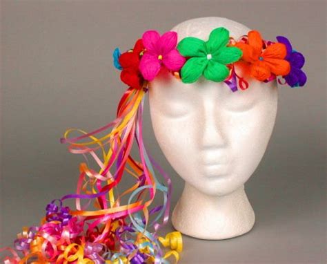 floral wreath crepe paper head piece for fiesta | Cinco de Mayo Hats & Headwear Multicolor Flowe ...