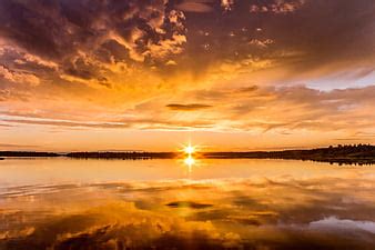 Lake, sunset, dusk, water, reflection, shore, HD wallpaper | Peakpx