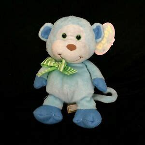 First & Main Blue Monkey Plush Baby Soft Toy 10" Stuffed Animal Sewn ...