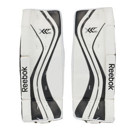 New Reebok Premier X20 Goalie leg pads Youth 20" white black ice hockey ...