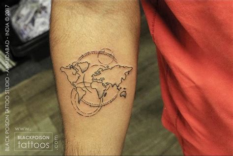 World Map Tattoo Design Best Tattoo Artist in India Black - Poison - Tattoo