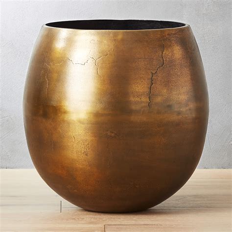 Rough Modern Brass Metal Indoor Planter Large + Reviews | CB2