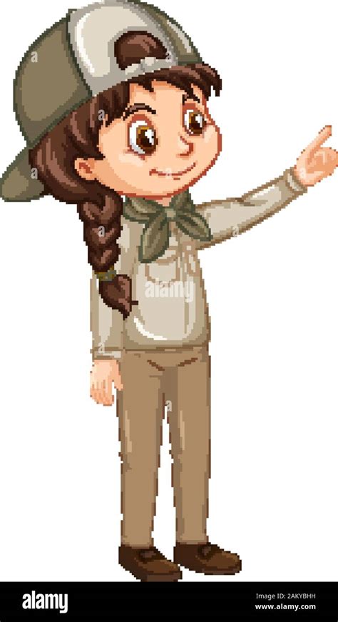 Girl in scout uniform on isolated background illustration Stock Vector ...