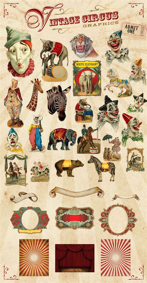 Vintage Circus Graphics by Eclectic Anthology on @creativemarket Old ...