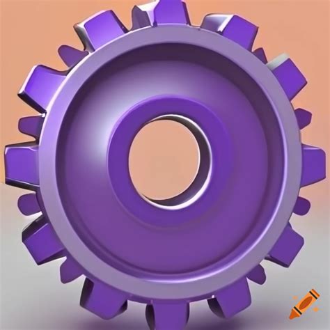 High detail 3d gear icon in royal purple and peach color