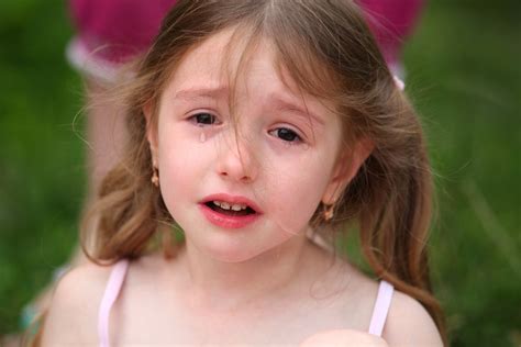 Photo of a cute brunette child girl crying, July 2013