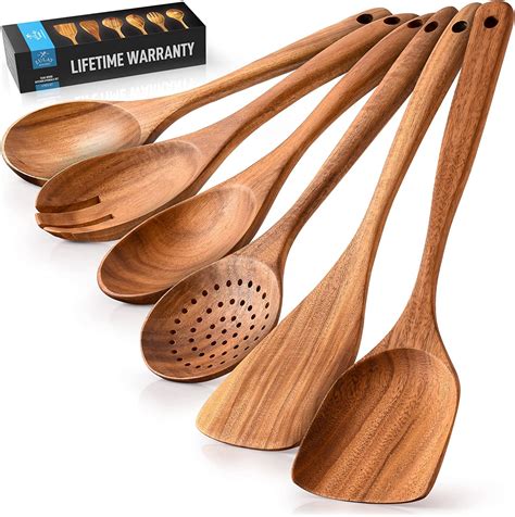 AIUHI Non-Toxic Wooden Spoon & Spoon Set, 8-Piece