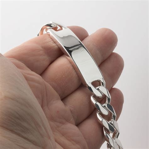 Heavy Men's Sterling Silver Identity Bracelet - 14.50mm