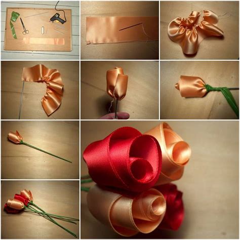 DIY Easy Satin Ribbon Roses