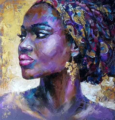 Portrait african woman, oil original painting on canvas (2018) Oil ...