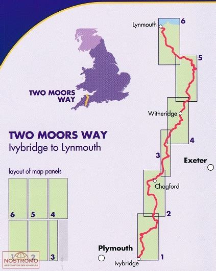 TWO MOORS WAY | carte de randonnée Harvey | nostromoweb