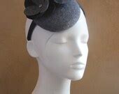 Items similar to grey felt fascinator hat for women with felt flowers on Etsy