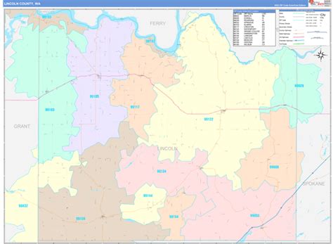 Lincoln County, WA Wall Map Color Cast Style by MarketMAPS - MapSales