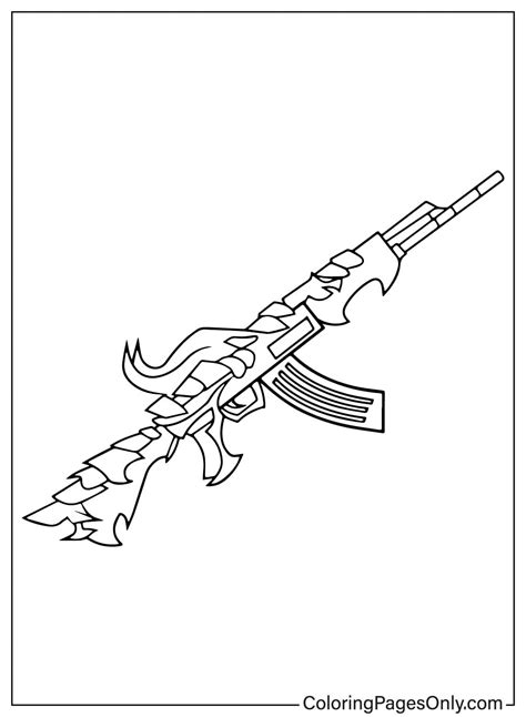 Ak 47 Blue Flame Draco - Free Printable Coloring Pages